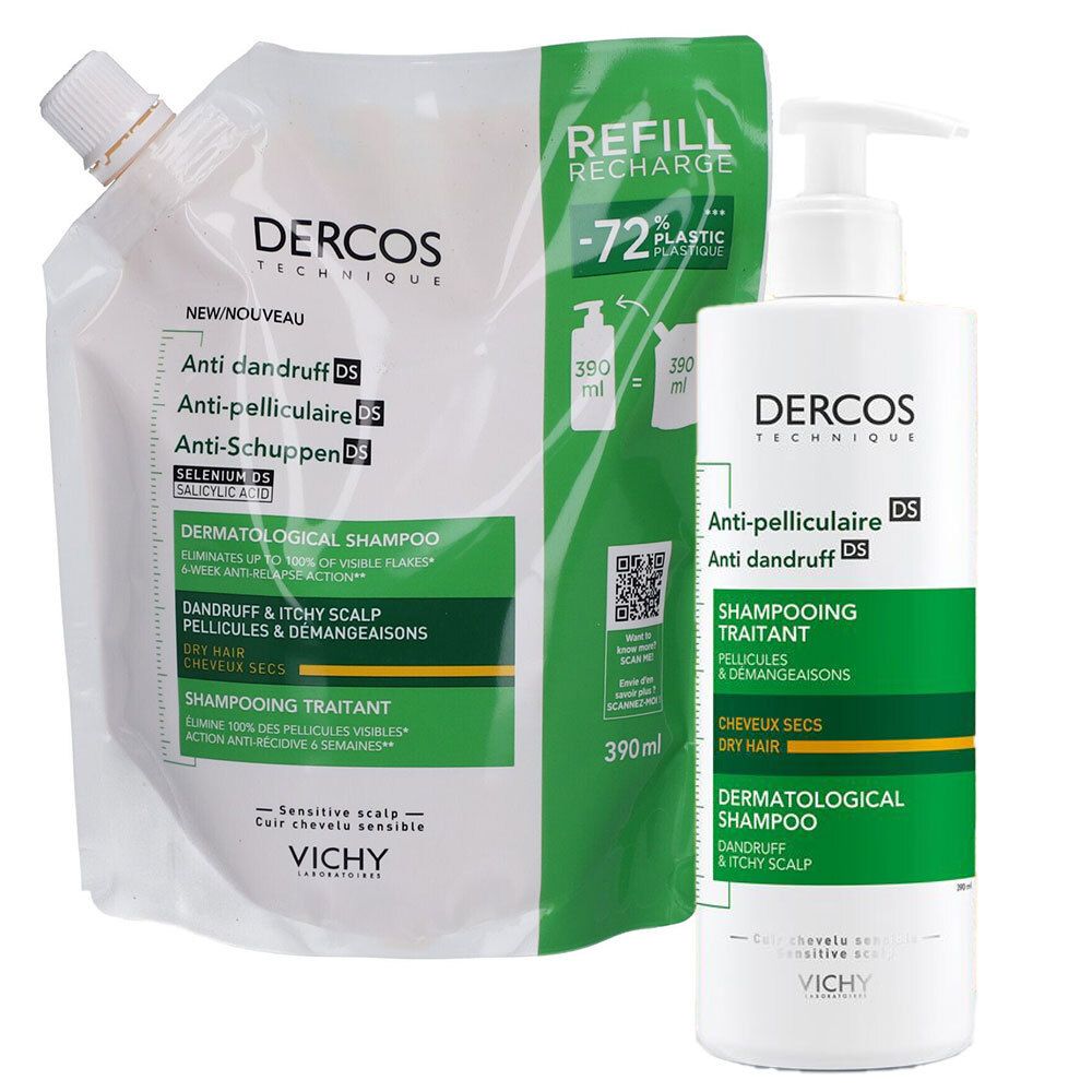 Vichy Dercos Anti-Schuppen Shampoo für normale bis trockene Kopfhaut + Anti-S 2x390 ml