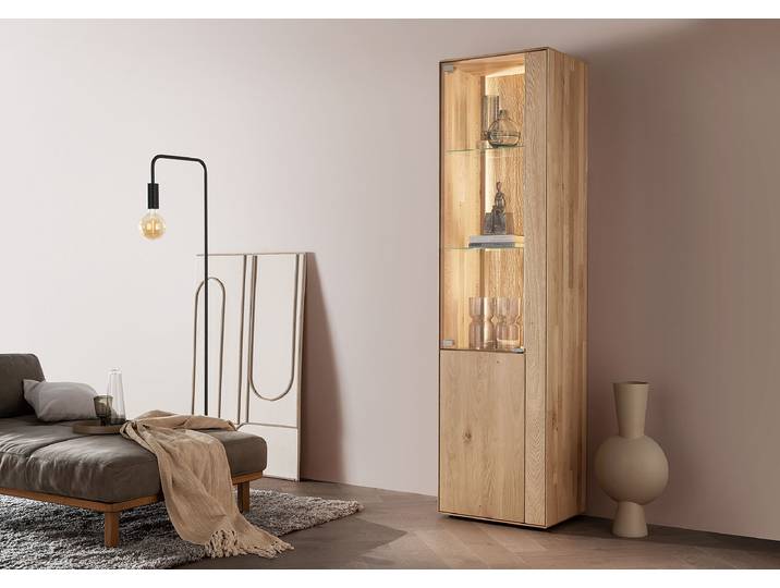 Vitrine debout en bois massif 55 x 197 x 42cm Butoir à gauche Bois/Marron