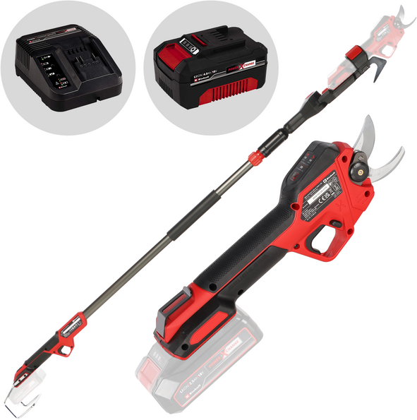 Einhell GP-LS 18/28 Li T BL - Sécateur électrique de taille sur perche - 18 V 4 Ah - Diamètre de coupe 24 mm