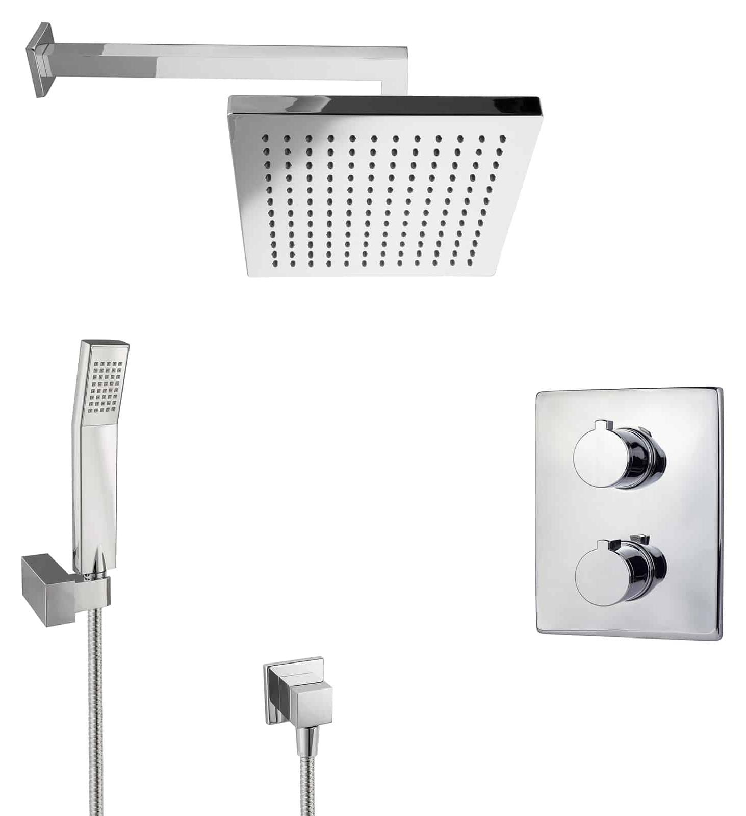 PaulGurkes Regendusche Unterputz Dusch Set mit Thermostat eckig