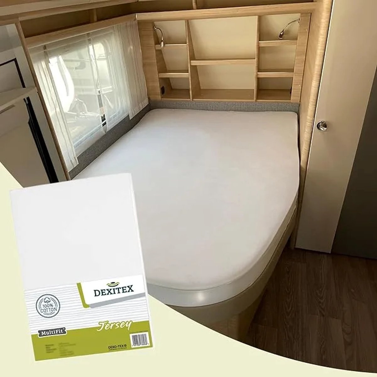 Dexitex Jersey hoeslaken Frans bed wit, rechts