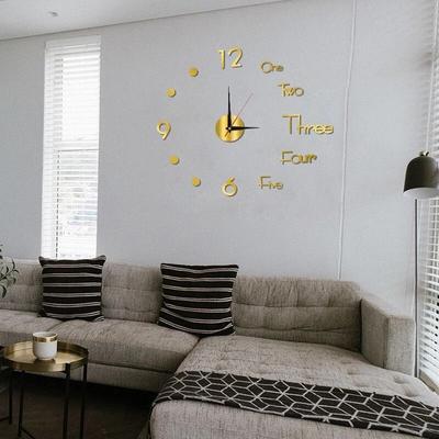 Drop Dash Deals Large Mirror Wall Clock DIY Stickers For Office And Home   Modern Decorative Timepiece black