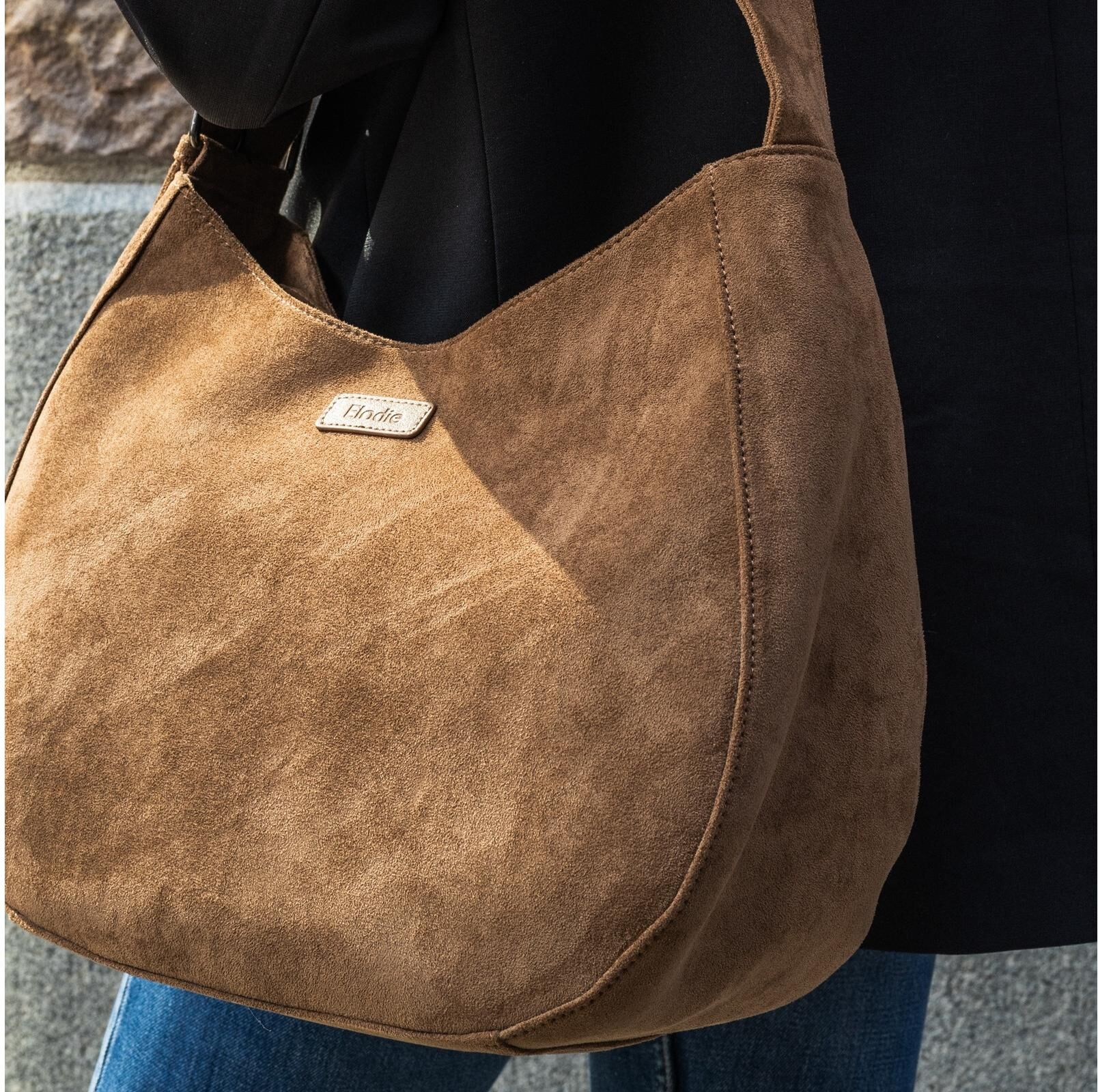 Wickeltasche "ELODIE Moon Bag Caramel Brown", Damen, Gr. B/H/T: 36cm x 30cm x 8cm, braun, Polyester, Taschen Wickeltasche braun B/H/T: 36cm x 30cm x 8cm