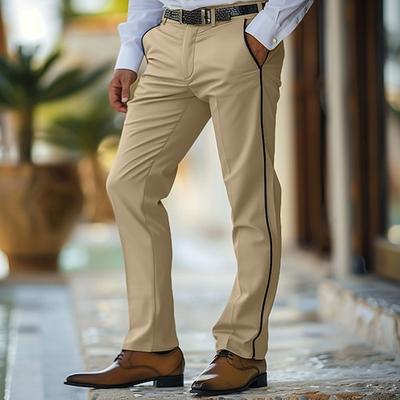 Herren Hose Hosen Chinesisch Chino Freizeithose Patchwork Vordertasche Feste Farbe Komfort In voller Länge Geschäft Täglich Festtage Modisch Schick Modern Weiß Khaki elastisch