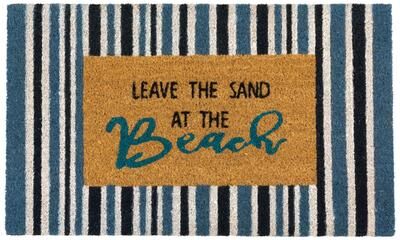 Northlight "Natural Coir Leave the Sand at the Beach Striped Outdoor Doormat - 18"" x 30"""