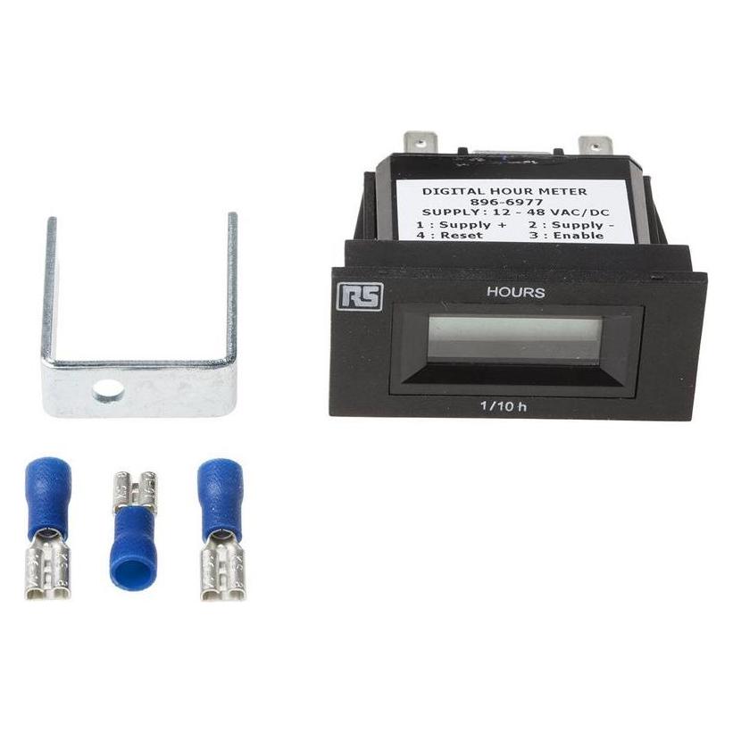RS PRO Digital Hours Run Meter 12-48Vac/dc (8966977)