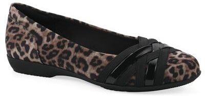 Women's Chic Ballet Flat by Cliffs in Tan Leopard Nylon (Size 6 M)