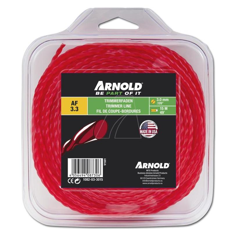 Arnold Trimmerfaden, rund, gedreht, rot, 3,0 mm, 15 m (Rasentrimmer) (1082-U3-3015)