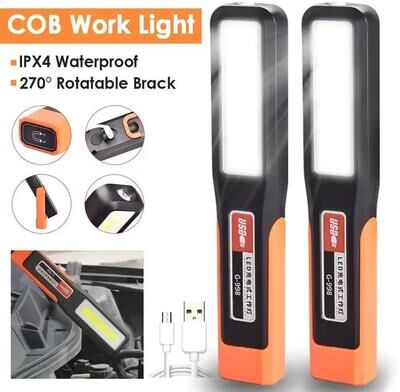 Inspired Finds Bright COB LED Work Light USB Rechargeable Magnetic Torch For Car, Mechanic, And Emergency Use 4pcs