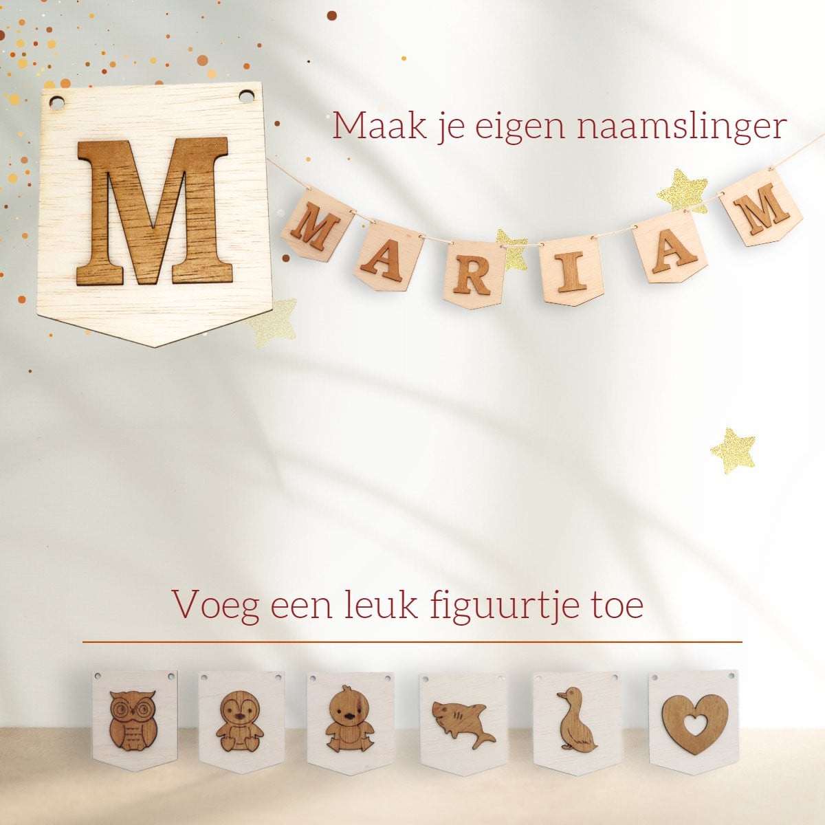 CoolCuts 3D Houten Letter M voor Decoratie van Verjaardagen en Bruiloften