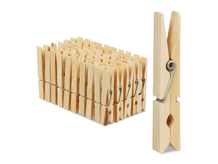 Wäscheklammern Holz 100er-Set Hellbraun