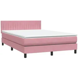 vidaXL Boxspringbett mit Matratze Rosa 140x210 cm Samt