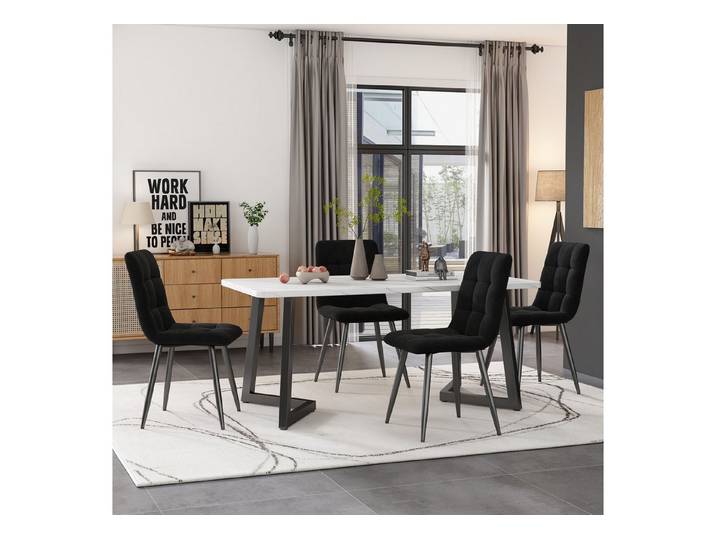 STILVORA Esstisch mit Eisenbeine,Wohnzimmertisch Küchentisch mit Mamoroptik-platte (Gestell aus Metall), mit Metallbeinen für Esszimmer Wohnzimmer