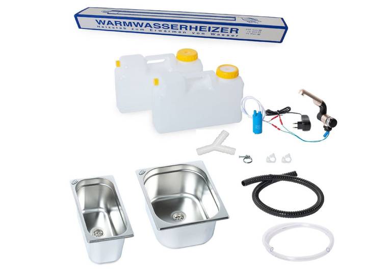 ad-ideen Waschbecken 230V Miniküche Verkaufsstand Doppelbecken 325x265x150/325x176x150