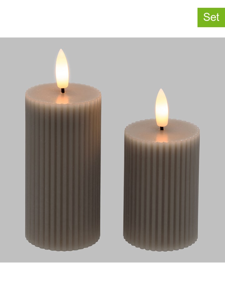 Lotti 2er-Set: LED-Kerzen in Taupe - onesize