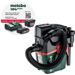Metabo Akku Sauger AS 18 L PC Compact 18V 6 L manuelle Filterreinigung + Zubehör
