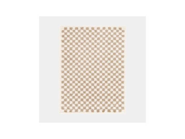 Tapis damier à poils longs - Colorama - Beige rétro - 120 x 170 cm