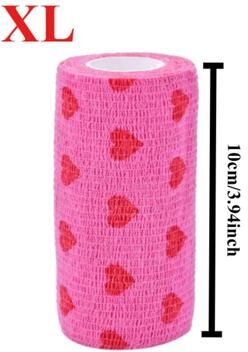 Uplift Essentials Pet Self Adhesive Cohesive Bandage Non Woven Breathable Leg & Joint Protector 1pc Pink Heart Xl