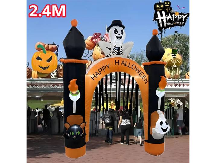 Modèle d'arc de jouet gonflable d'Halloween avec lumière LED, grand décor extérieur de Noël, ornement de vacances, accessoire de cour, 8 pieds