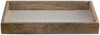 BIDK Home Mango Natural Wood Tray With White Pearl Enamel