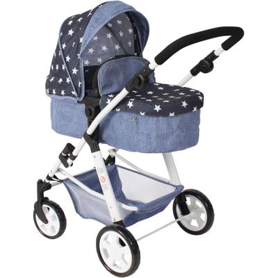 Kombi-Puppenwagen CHIC2000 "Nele", blau (sternchen), Puppenwagen, KinderB:71cm H:85cm T:71cm, Kunststoff, Polyester, Stahl, zusammenklappbar, B:71cm H:85cm T:71cm