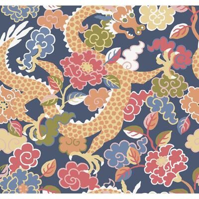 A-Street Prints Yanci Orange Dragon Wallpaper