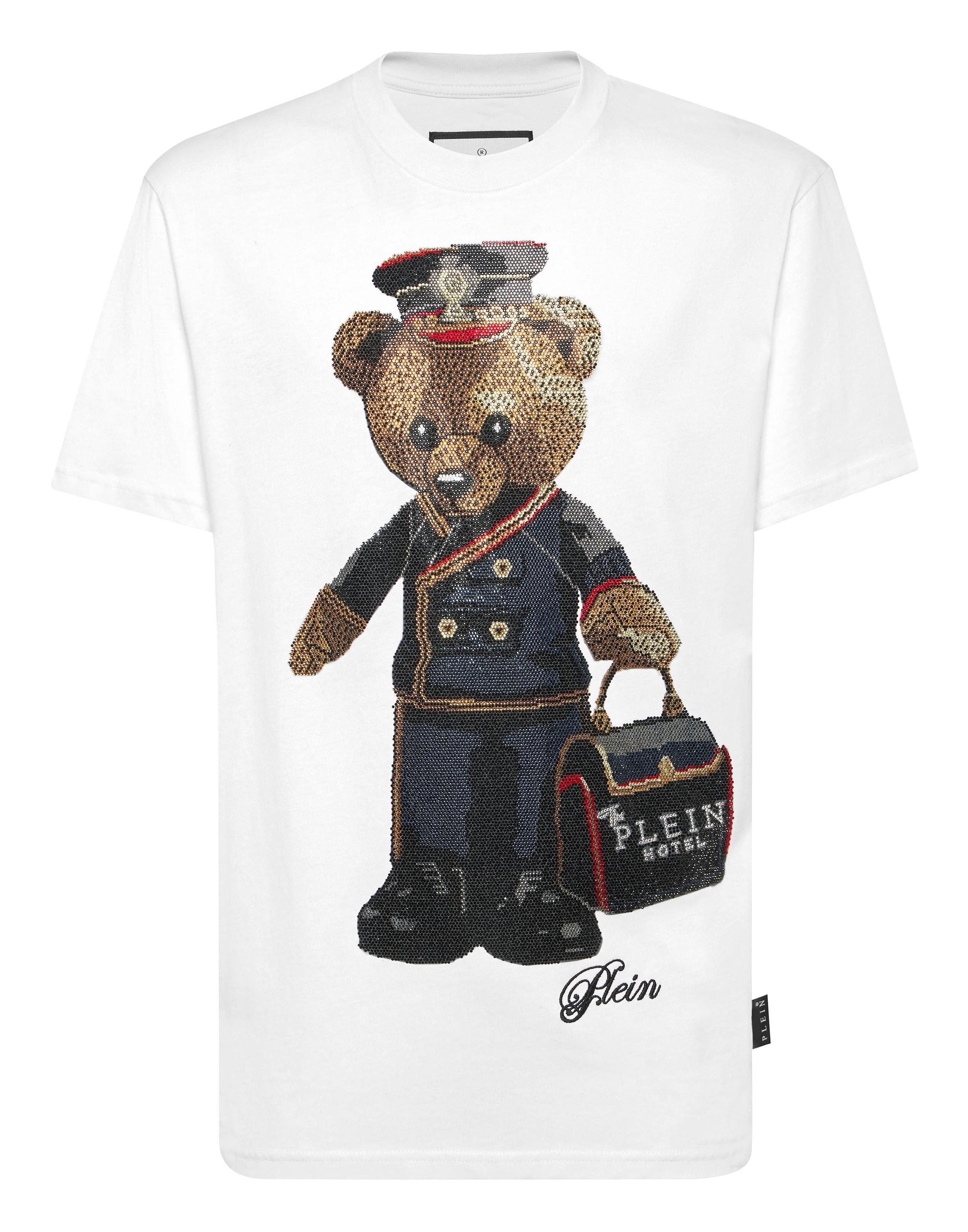 Philipp Plein T-Shirt mit Rundhals und Teddy-Optik - Weiß