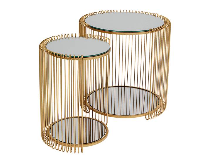Beistelltisch Wire 2er-Set Ø 45cm Gold/Grau/Gold