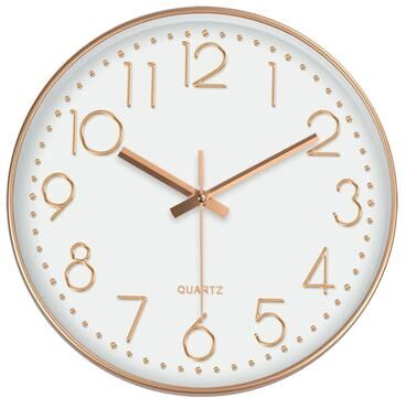 Inspire Essentials Minimalist 3D Digital Wall Clock Silent Modern Home Office Decor white Golden 12 Inch