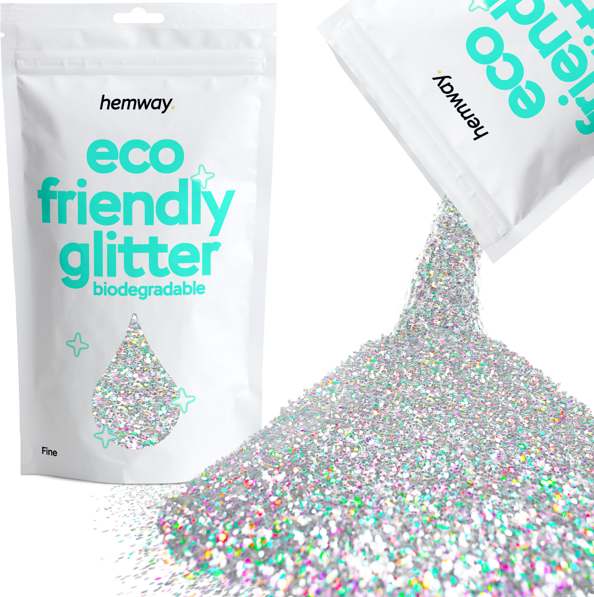 Hemway Biodegradable Eco Friendly Glitter 100g / 3.5oz   Silver Holographic   DIY, Decoration, Arts & Crafts - Silver Holographic - Fine 100g