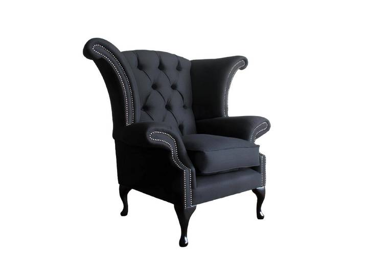 JVmoebel Ohrensessel Chesterfield Ohrensessel in Schwarz mit hochwertigem Textilbezug (Chesterfield Ohrensessel - 353), Made in Europa