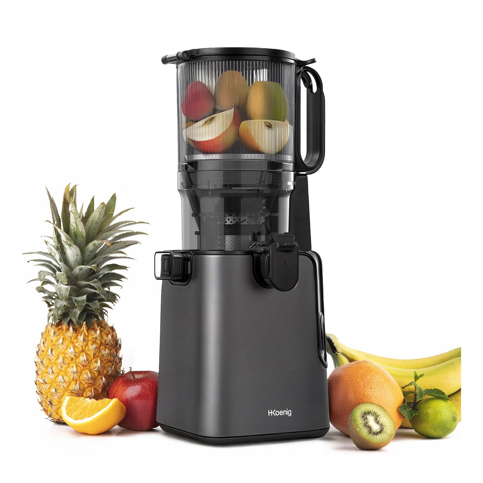 H.Koenig Vertikaler Entsafter GSX26, BPA-frei, große Öffnung 135 mm, sanfter Druck 50 U/min, Edelstahl, geräuscharm, 250 W, tropffrei