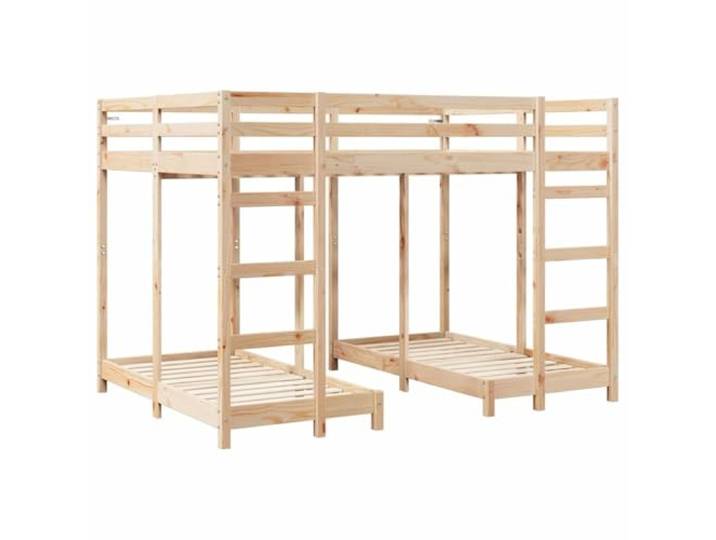 KTHLBRH Etagenbett, 3 Etagen, Braun, 140 x 200 cm Massivholz, zwei Leitern, Brüstung Sizza, Kapazität 400 kg, platzsparend
