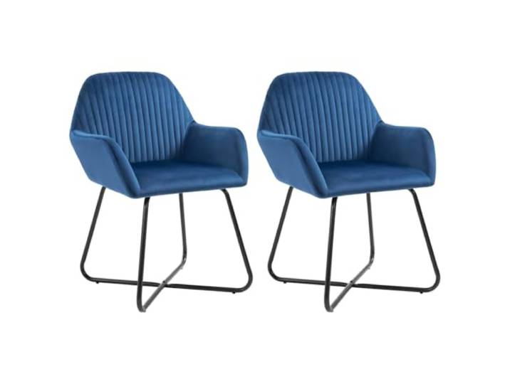 fsahslih Esszimmerstühle 2er Set, Blau Polsterstuhl mit Armlehne Bequeme Polsterung für Küche, Arbeitszimmer und Lounge, stabile Metallbeine tragen bis 110 kg zuverlässig.