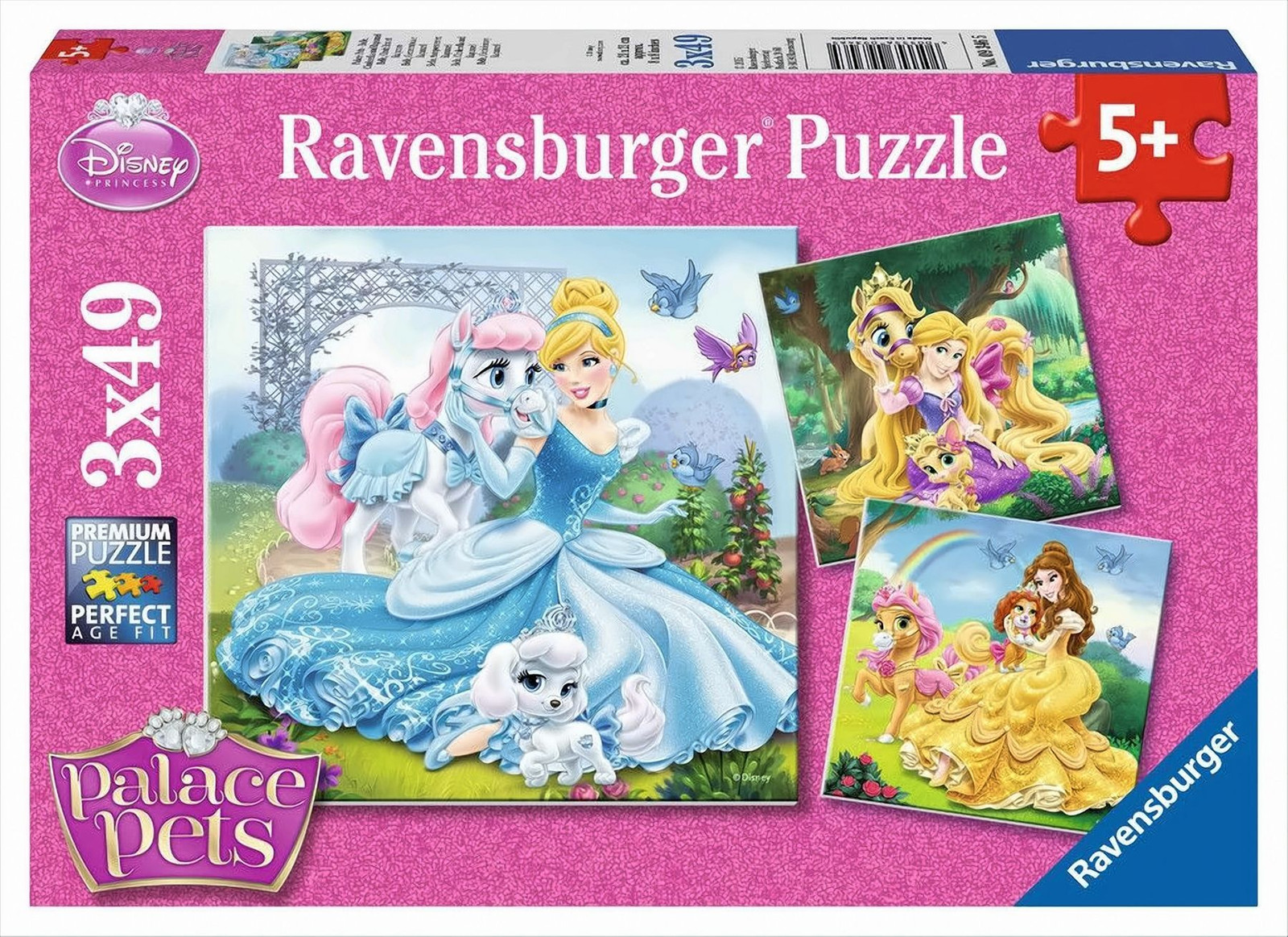 Ravensburger Kinderpuzzel 3 x 49-delig Disney Prinsessen en Palace Pets
