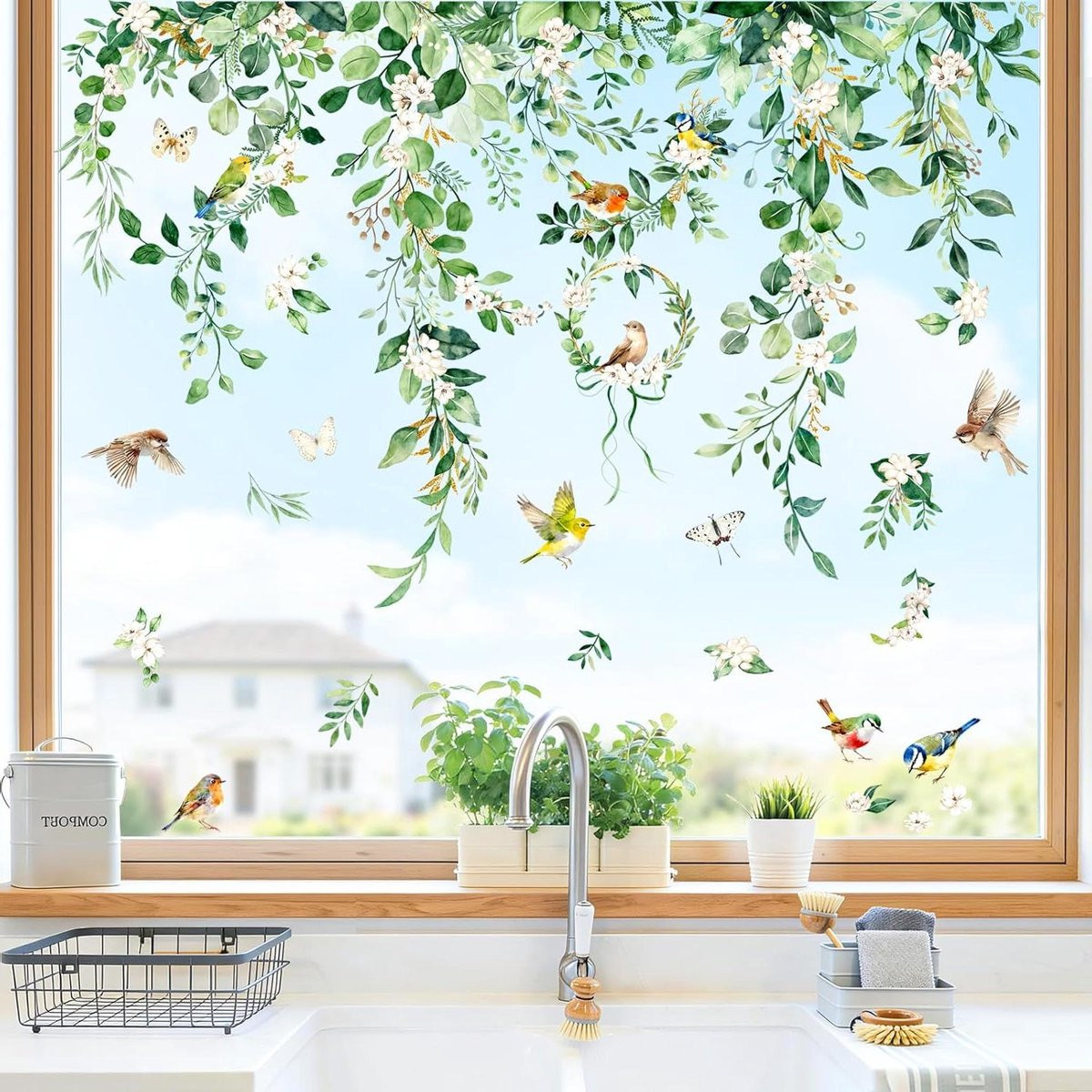 Raamstickers Zomer - Dubbelzijdige Plakfolie Decoratie - 9 Vellen - Groen