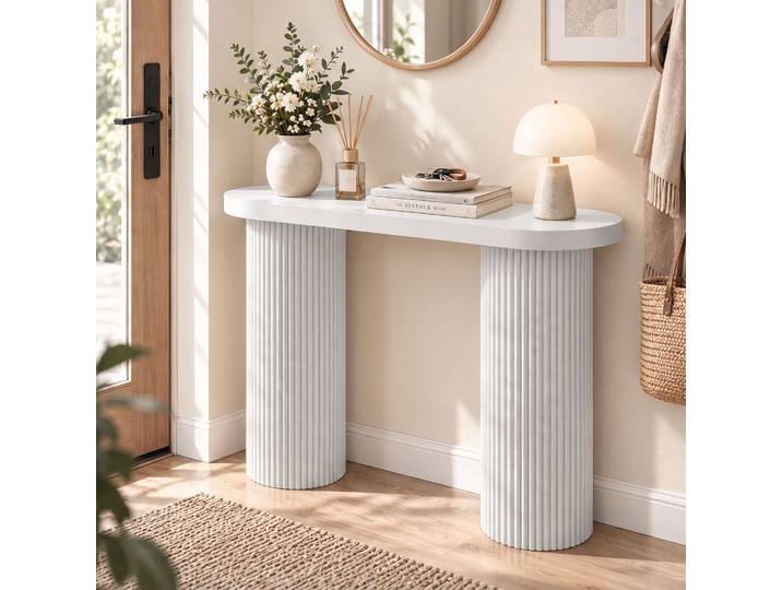 HOMCOM Console Moderne 103cm Blanc Espace Caché