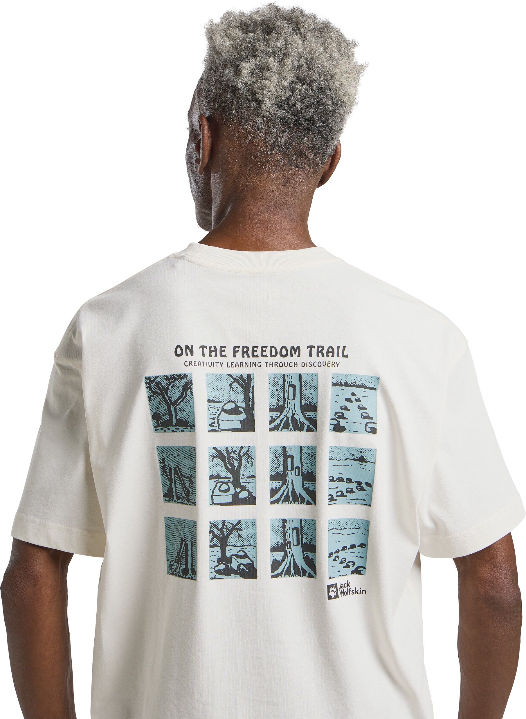 T-Shirt JACK WOLFSKIN "TRAILBLAZER T M", Herren, Gr. M (50), weiss (trail, cottonweiß), Obermaterial: 100% Baumwolle, Shirts T-Shirt trail, cottonweiß M (50)