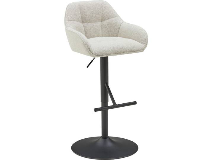 Livetastic Barhocker, Schwarz, Beige, Metall, Textil, rund, 53x88-109x50 cm, Esszimmer, Barmöbel, Barhocker