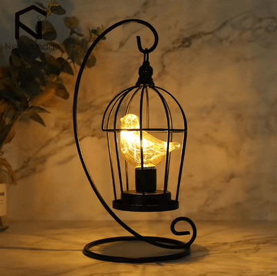 Inspire Picks Creative Birdcage Table Lamp Vintage Iron Hollow Lantern With Warm Ambient Light a