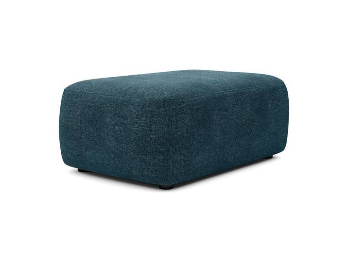 Pouf en tissu texturé bleu DAVISO