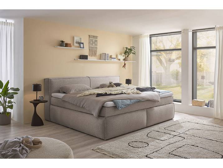 Boxspring-/Familienbett PAYAHE 240 x 200cm Bouclé Stoff Piana Braun