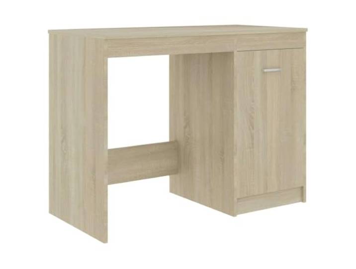 hliofuir Schreibtisch Sonoma-Eiche 100x50x76 cm Holzwerkstoff Schrank Kompakter Bürotisch für Arbeitszimmer und Homeoffice. Integrierter Staufach-Schrank bietet Platz für Ordner und Bücher.