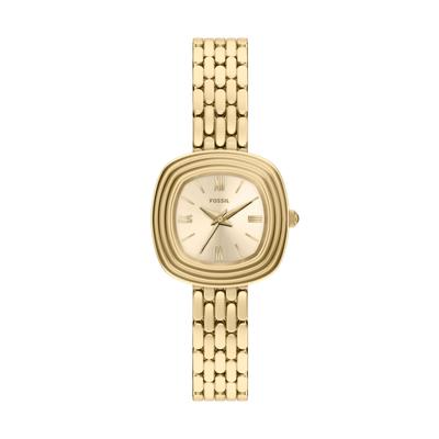 Quarzuhr FOSSIL "Emerson", gold (gelbgoldfarben), Armbanduhren, Damen, Quarzuhr, Armbanduhr, Edelstahlarmband, analog