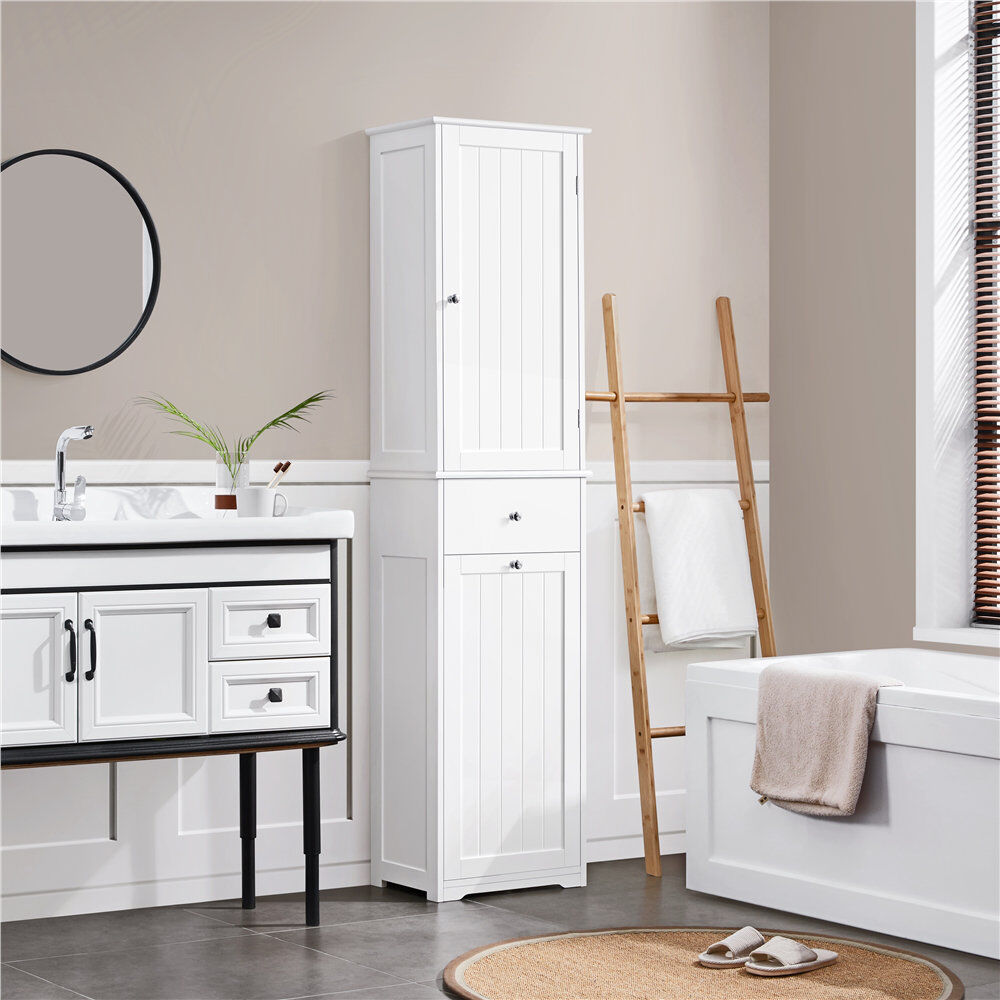 Yaheetech Freestanding Bathroom Cabinet White 180cm H X 45cm W X 30cm D