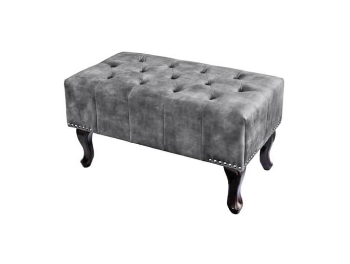 Riess Ambiente Hocker Chesterfield - H:40cm - grau - Samt Fußhöhe: 19 cm, Ziersteppung, individuelle Maserung, Rundumbezug, Nosagfederung, Sitzmöbel