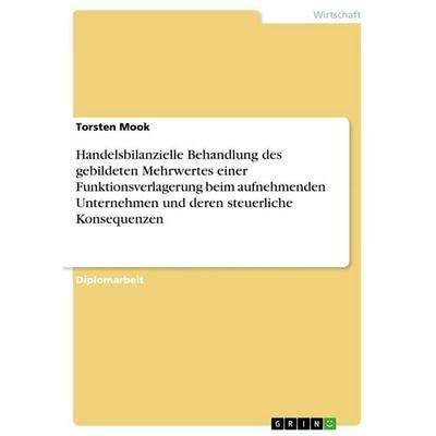 Handelsbilanzielle Behandlung des gebildeten Mehrwertes einer Funktionsverlagerung beim aufnehmenden Unternehmen und deren steuerliche Konsequenzen,