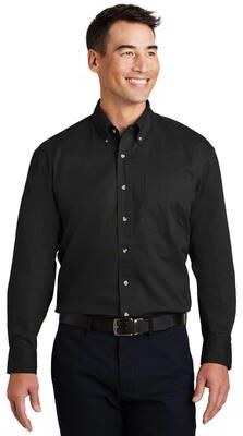 Port Authority S600T Long Sleeve Twill Shirt in Black size Large   Cotton
