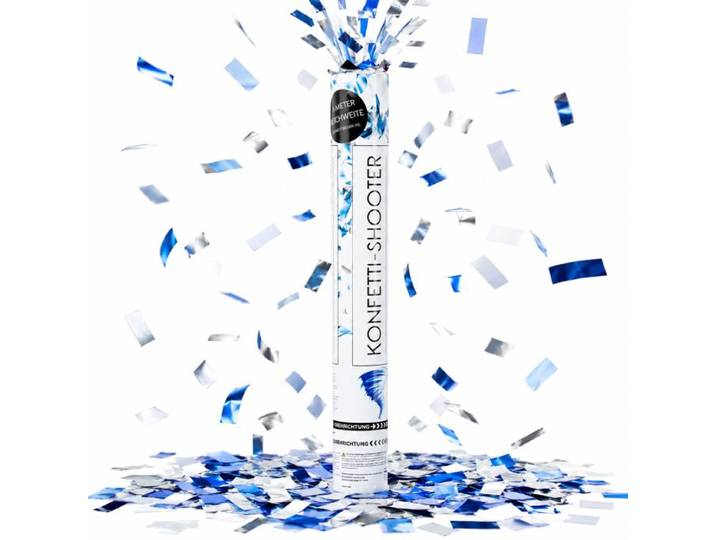Relaxdays 5x Party Popper 40 cm blau-silber