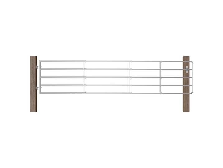 vidaXL 5-Rohre-Weidetor Stahl (150-400)×90 cm Silbern